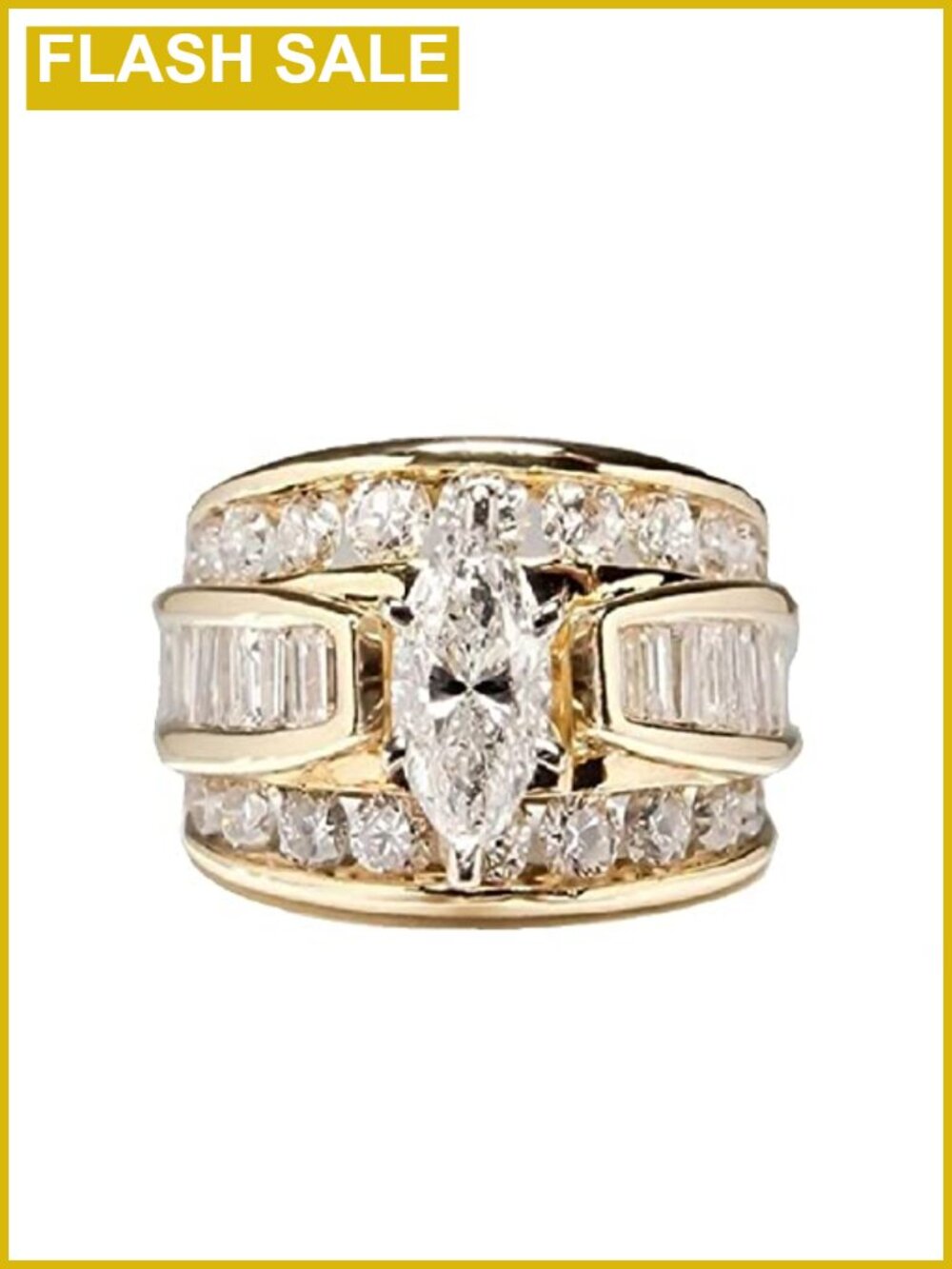 14K Gold Plated Marquise CZ Wedding Ring Set